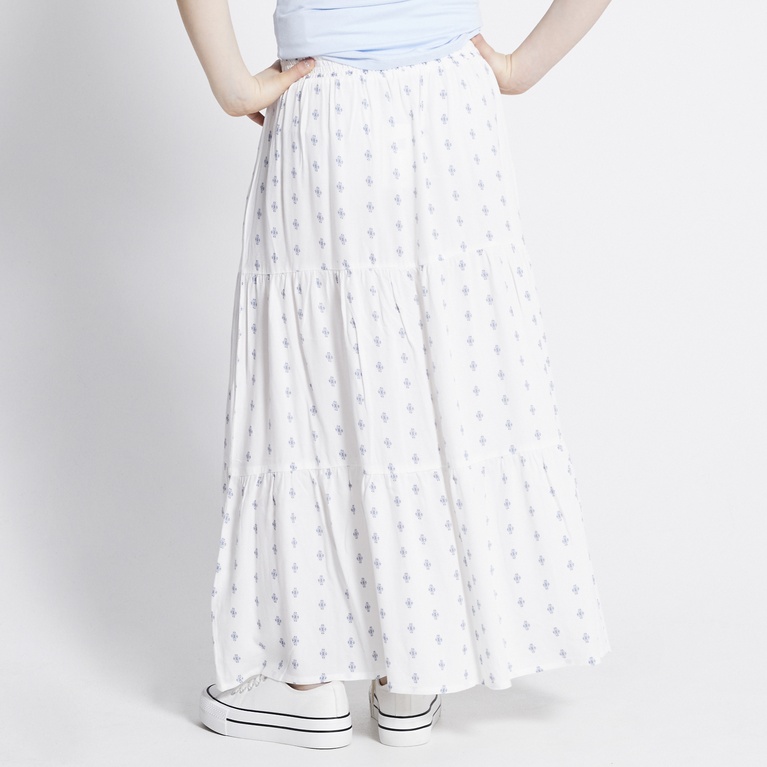 Maxi skirt "Luciana Print" White